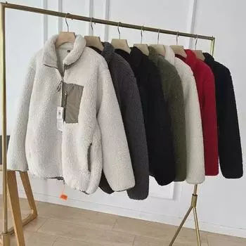 U Home Mall флисовая ветрозащитная куртка: Удобный, теплый, модный, контрастный цвет, повседневный стиль с карманами. XXL