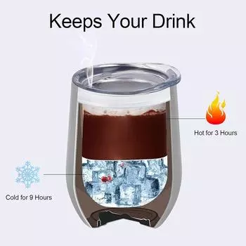 U-образная чашка для яиц, двухслойная термокружка, высокий уровень внешнего вида, креативный, простой, бытовой, бокал для красного вина, будет переносить крышку вакуума 360ml синий