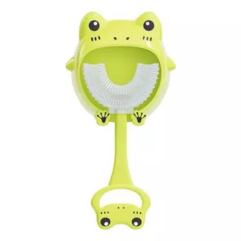 U-образная детская зубная щетка с ручкой из мягкого силикона для чистки зубов у младенцев на 2 года?12 лет зелёный