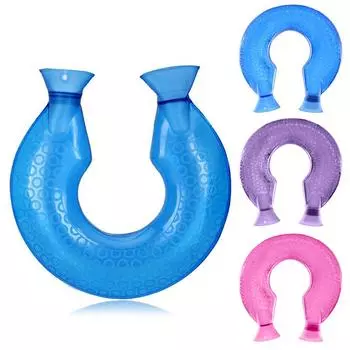 U-образная грелка, прозрачная, наполненная водой, для компресса на шейный позвонок, теплая грелка для согревания шеи синий