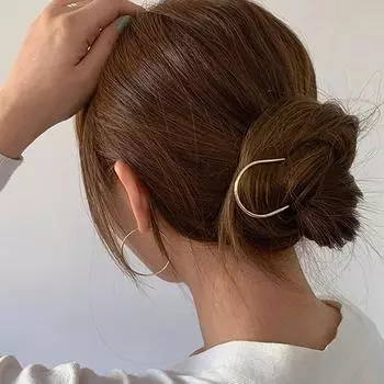 U-образная маленькая шпилька для волос в стиле минимализма, вилка для волос из сплава, модная заколка для волос, аксессуар для волос золотой