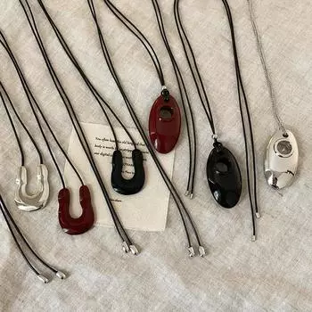 U-образная металлическая подвеска в виде капли воды, черное веревочное ожерелье, простая универсальная цепочка на шею, цепочка для свитера.