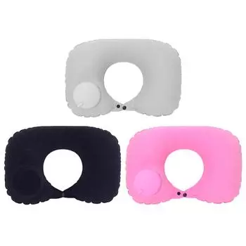 U-образная надувная подушка для защиты шеи, флокированная подушка для отдыха, для автомобиля, офиса, самолета Gray