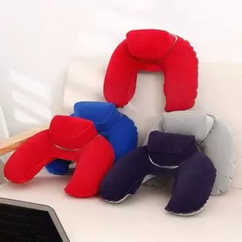 U-образная надувная портативная дорожная подушка для шеи, подушка для отдыха, подголовник серый