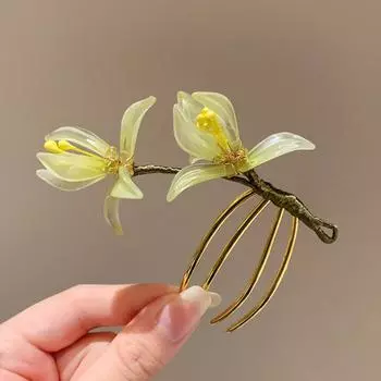 U-образная палочка для волос в китайском стиле, цветочная расческа для волос, классическая расческа для волос 3