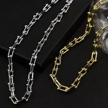 U-образная подковообразная цепочка из титановой стали, мужская модная цепочка на ключицу, женская бижутерия из нержавеющей стали 40cm