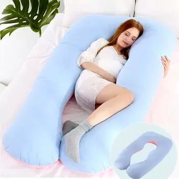 U-образная подушка для беременных из чистого хлопка с поддержкой поясницы, подушка для спины, подушка для беременных женщин, многофункциональная подушка для всего тела