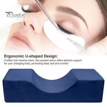 U-образная подушка для ресниц из хлопчатобумажной ткани с эффектом памяти, моющаяся, зона защиты шеи, способствующая глубокому отдыху, поддержка подушки для наращивания ресниц чёрный