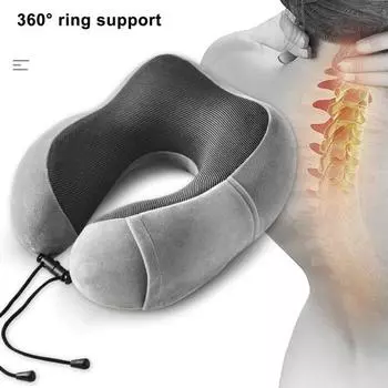 U-образная подушка для шеи из пены с эффектом памяти, эргономичная поддержка головы и шеи, сверхлегкий автомобиль, самолет, поезд, путешествия, подушка для шеи, офисные принадлежности чёрный