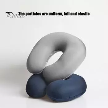 U-образная подушка из пены с эффектом памяти, толстая эластичная, медленно отскакивающая, с подвесным кольцом, подушка для шеи для путешествий, регулируемая повязка, облегчение боли, поддержка шеи во время длительных полетов темно-синий