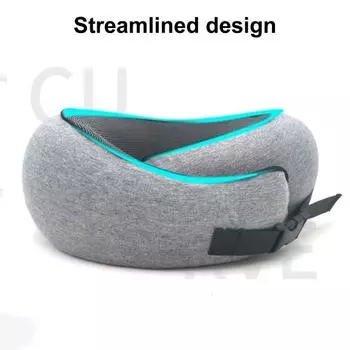 U-образная подушка, портативная подушка для путешествий с быстроразъемной пряжкой, складная сверхмягкая дышащая эргономичная подушка для шеи темно-синий