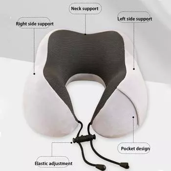 U-образная подушка с эффектом памяти для поддержки шеи, портативная дорожная студенческая подушка для сна, подушка для самолета, подголовник U-образной формы серый
