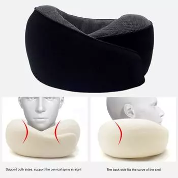 U-образная подушка с эффектом памяти, толстая эластичная дорожная подушка для шеи, складная, боль чёрный