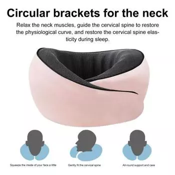 U-образная подушка с эффектом памяти, толстая эластичная дорожная подушка для шеи, складная, боль чёрный