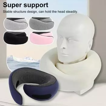 U-образная подушка с эффектом памяти, толстая эластичная, медленно отскакивающая, складная, облегчающая боль, поддерживающая подбородок, поддержка шеи при длительном полете 1 Set розовый