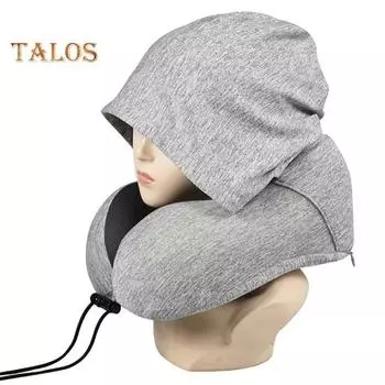 U-образная подушка, съемная удобная подушка для шеи из пены с эффектом памяти для длительных поездок, путешествий, вождения автомобиля чёрный