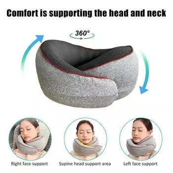 U-образная подушка с застежкой-лентой, подушка для поддержки шеи, сверхмягкая дышащая, моющаяся, регулируемая подушка для путешествий в самолете A