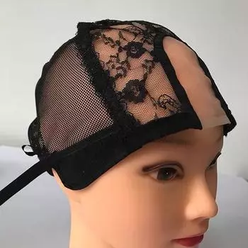 U-образная сетка для парика, кружевная шапочка для изготовления париков, 56 см, регулируемые ремни, черная эластичная сетка для плетения волос, шапочка, сетка для женщин, купол 1Pcs