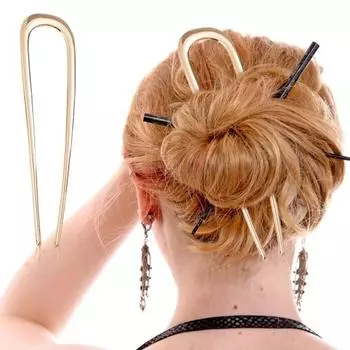 U-образная вилка для волос, элегантная золотисто-серебряная заколка из сплава, противоскользящая, длинные густые волосы, высокая прическа, булочка, французская заколка для волос, аксессуары для волос для женщин и девочек серебряный