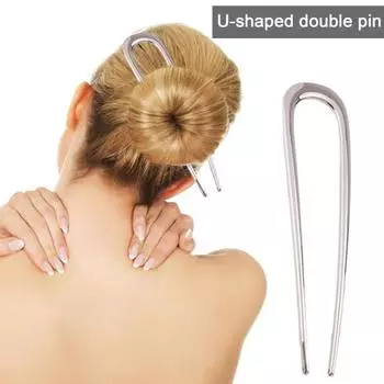 U-образная вилка для волос, элегантная золотисто-серебряная заколка из сплава, противоскользящая, длинные густые волосы, высокая прическа, булочка, французская заколка для волос, аксессуары для волос для женщин и девочек золотистый