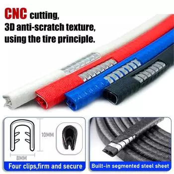U-образная защитная лента для двери автомобиля, декоративная полоса 2/3/5/10 м, универсальная автомобильная резина с U-образной формой, 8 10 мм, защитные наклейки для края двери из стального листа синий