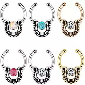 U-образное открывающееся носовое кольцо, индивидуальное инкрустированное бриллиантом, поддельное носовое кольцо, непористые украшения для носа
