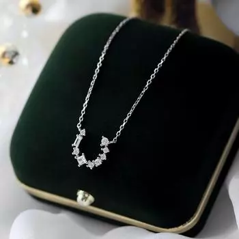 U-образное ожерелье Летняя простая пряжка в виде подковы из нержавеющей стали Ключичная цепочка Женский дизайн Flash Diamond Chain