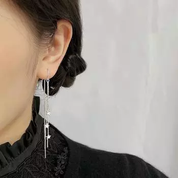 U-образные длинные женские серьги-цепочки, новые серьги с милым темпераментом и звездами с кисточками