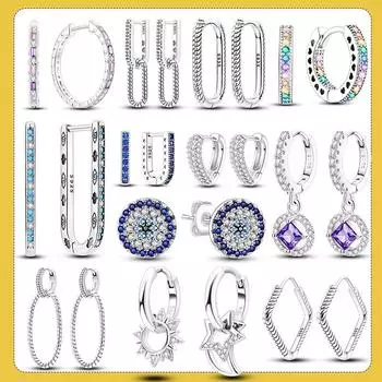 U-образные двойные серьги-кольца, сверкающие серьги-гвоздики из серебра 925 пробы, подарок для женщин, ювелирные изделия для помолвки на годовщину белый