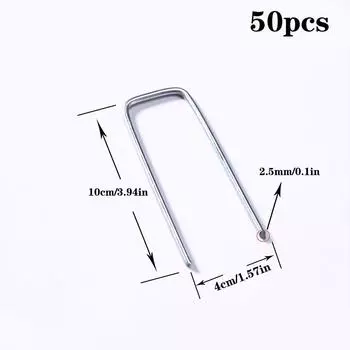 U-образные гвозди для грунта Гвозди для мульчи из труб Зеленый газон Суккулентная палатка Фиксированные оцинкованные стальные гвозди Гвозди для грунта из ткани, защищающей от травы 2.5*4*10mm