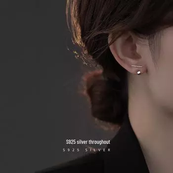 U-образные серьги Banyan Tree из серебра 925 пробы – нежный женский дизайн в холодном стиле platinum plating, ES2315 серебряный