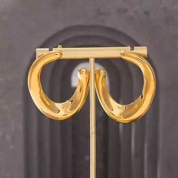U-образные серьги из титановой стали с покрытием из настоящего золота 18 карат, неровная изогнутая поверхность, простые трендовые серьги для женщин