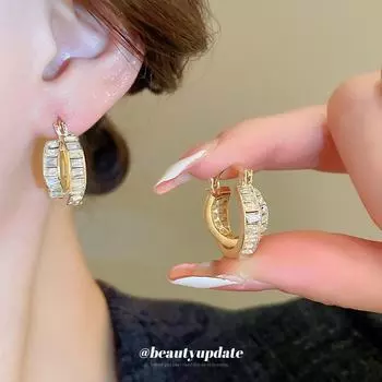 U-образные серьги-корзинки с цирконовым крестом — уникальный дизайн, модный и роскошный элитный стиль осень/зима. U-shaped золотой