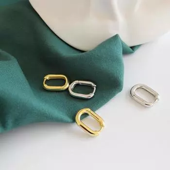 U-образные серьги-пряжки для ушей, женские летние простые серьги с холодным ветром, маленькие геометрические овальные полые серьги