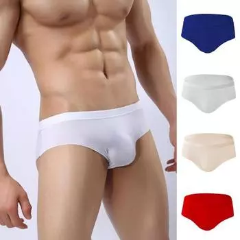 U-образные выпуклые однотонные эластичные мужские трусы Ice Silk с низкой талией мужское нижнее белье L
