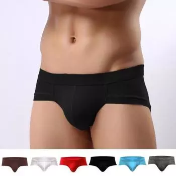 U-образные выпуклые трусы-боксеры с низкой талией для мужчин, однотонные, эластичные L