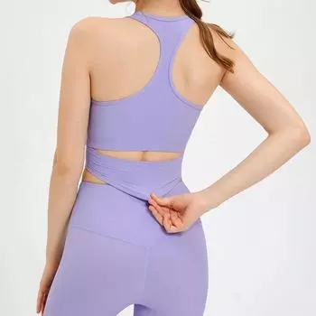 U-образный дышащий спортивный жилет без рукавов для фитнеса, укороченные топы для занятий бодибилдингом, йогой, бегом, нижнее белье, женские майки 30721 S чёрный