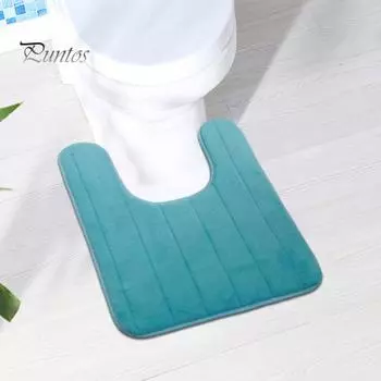 U-образный напольный коврик износостойкий нескользящий супер водопоглощающий легко моется быстросохнущий коврик для ванной комнаты и туалета 1pc темно-синий