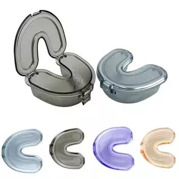 U-образный прозрачный футляр для зубных протезов, герметичный, герметичный контейнер для капы, коробка для хранения средств по уходу за полостью рта, простой дорожный держатель, органайзер, коробка для брекетов One Size синий