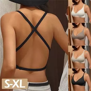 U-образный ультратонкий не оставляющий следов бюстгальтер с открытой спиной, сексуальный бюстгальтер с бретельками крест-накрест, поддерживающий пуш-ап, женский бюстгальтер с лямками One Size&S светло-серый