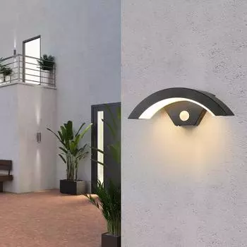 U-образный уличный настенный светильник, черный, 17 Вт, с датчиком освещенности, теплый свет, 3000 К, 220 В.