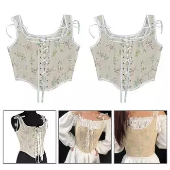 U-образный вырез, широкие бретели, регулируемая высокая талия, бюстье на косточке, женское бюстье эпохи Возрождения L