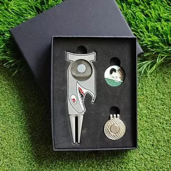 U-shaped Holder Golf Gift Set 4 in 1 Golf Divot Fork Repair Tool Golf Ball Marker Hat Clip 1 set