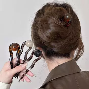 U-образные жемчужные палочки для волос, женская шпилька в форме фрикадельки, заколка для волос в форме панциря, зажимы для волос в виде пучка, китайские аксессуары для волос в стиле производителя шпилек