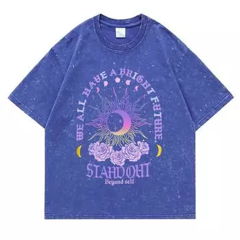 У всех нас светлое будущее Выделяйся за пределами себя Выстиранные Ретро Снежные Футболки Мужские Оверсайз Мягкие Футболки Хлопок Короткий Рукав S