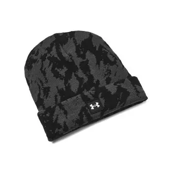 UA HALFTIME NOVELTY CUFF BEANIE Jet Gray Black White ONESIZE [Under Armor]