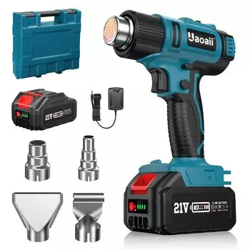 Uaoaii Термофен Беспроводной Перезаряжаемый Маленький Термофен Режим Регулировки Температуры Быстрый Нагрев Градусов C Совместим с Makita 18 В Большая Емкость