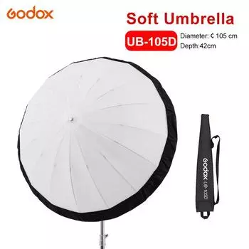 UB-105D 105 см Белый Параболический Светоотражающий Прозрачный Мягкий Зонт Студийный Световой Зонт с Черной Серебристой Крышкой Рассеивателя чёрный
