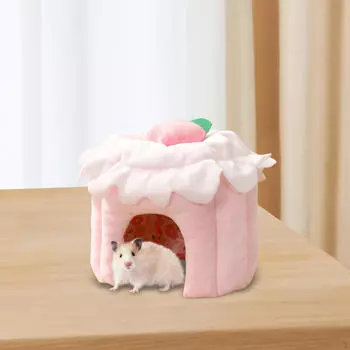 Убежище для морской свинки, домик для хомяка, милое постельное белье, теплая клетка, пещера для отдыха для крыс, кровати для маленьких животных Pink S