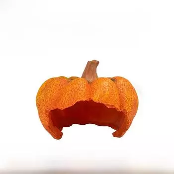 Убежище рака-отшельника в тыкве: Декор аквариума на Хэллоуин с местами для лазанья и укрытиями. Fat Pumpkin